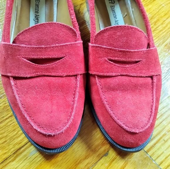 ETIENNE AIGNER Scarlet Red Suede Shoes Size 6 - Picture 5 of 5